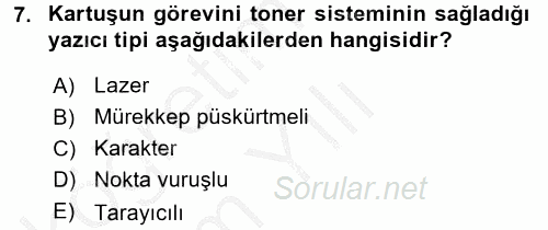 Ev Teknolojisi 2016 - 2017 3 Ders Sınavı 7.Soru