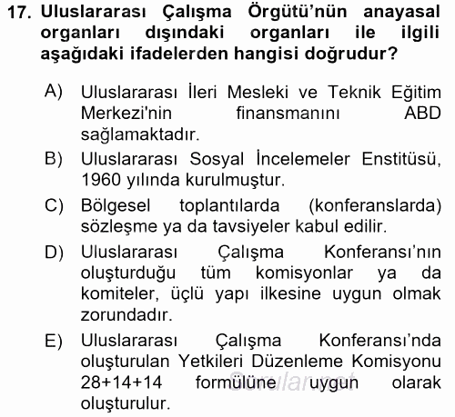 Uluslararası Sosyal Politika 2016 - 2017 Ara Sınavı 17.Soru