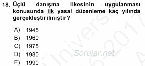 Uluslararası Sosyal Politika 2016 - 2017 Ara Sınavı 18.Soru