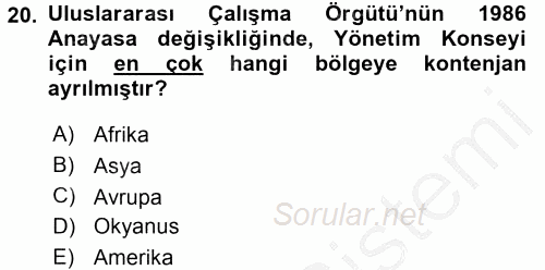 Uluslararası Sosyal Politika 2016 - 2017 Ara Sınavı 20.Soru