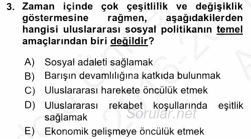 Uluslararası Sosyal Politika 2016 - 2017 Ara Sınavı 3.Soru