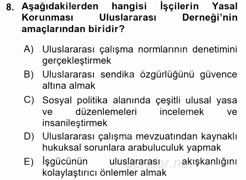 Uluslararası Sosyal Politika 2016 - 2017 Ara Sınavı 8.Soru