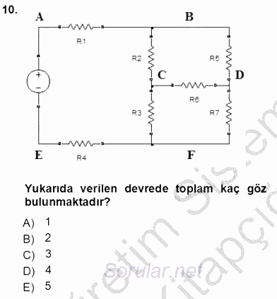 Devre Analizi 2012 - 2013 Ara Sınavı 10.Soru