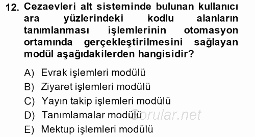 Ulusal Yargı Ağı Projesi 2 2014 - 2015 Ara Sınavı 12.Soru