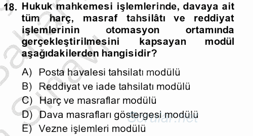 Ulusal Yargı Ağı Projesi 2 2014 - 2015 Ara Sınavı 18.Soru