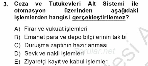 Ulusal Yargı Ağı Projesi 2 2014 - 2015 Ara Sınavı 3.Soru