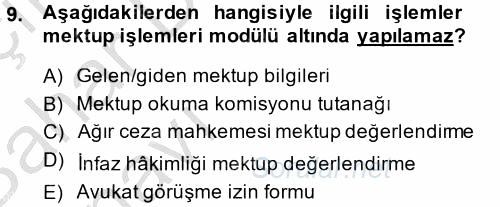 Ulusal Yargı Ağı Projesi 2 2014 - 2015 Ara Sınavı 9.Soru