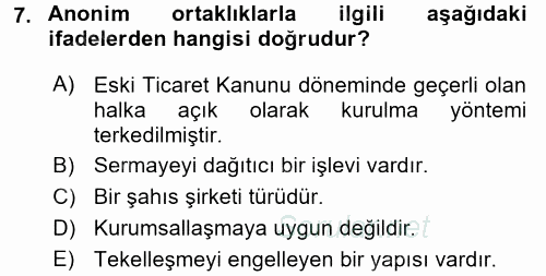 Sermaye Piyasası Hukuku 2015 - 2016 Dönem Sonu Sınavı 7.Soru