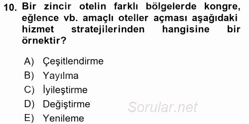 Hizmet Tasarımı 2017 - 2018 3 Ders Sınavı 10.Soru