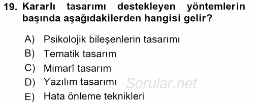 Hizmet Tasarımı 2017 - 2018 3 Ders Sınavı 19.Soru