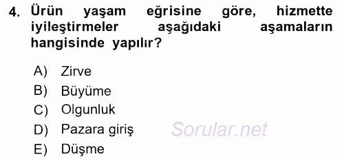 Hizmet Tasarımı 2017 - 2018 3 Ders Sınavı 4.Soru