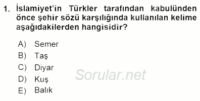 Şehircilik 2015 - 2016 Dönem Sonu Sınavı 1.Soru