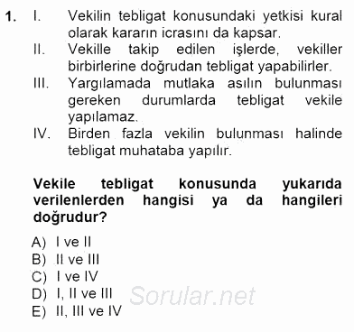 Yargı Örgütü Ve Tebligat Hukuku 2012 - 2013 Dönem Sonu Sınavı 1.Soru