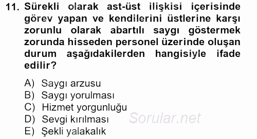 Özel Güvenlik Meslek Etiği 2012 - 2013 Dönem Sonu Sınavı 11.Soru