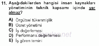 İşletme Fonksiyonları 2012 - 2013 Tek Ders Sınavı 11.Soru