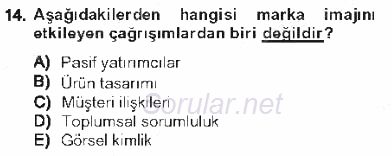 İşletme Fonksiyonları 2012 - 2013 Tek Ders Sınavı 14.Soru