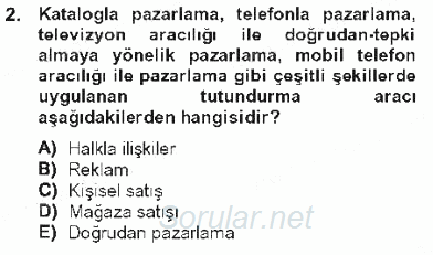 İşletme Fonksiyonları 2012 - 2013 Tek Ders Sınavı 2.Soru