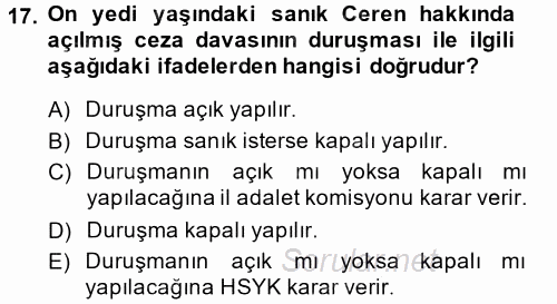 Ceza Muhakemesi Hukuku 2014 - 2015 Tek Ders Sınavı 17.Soru