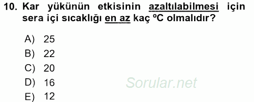 Örtü Altı Üretim Sistemleri 2015 - 2016 Ara Sınavı 10.Soru