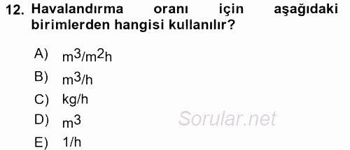 Örtü Altı Üretim Sistemleri 2015 - 2016 Ara Sınavı 12.Soru