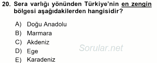 Örtü Altı Üretim Sistemleri 2015 - 2016 Ara Sınavı 20.Soru