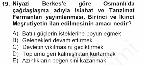 Türk Sosyologları 2012 - 2013 Ara Sınavı 19.Soru