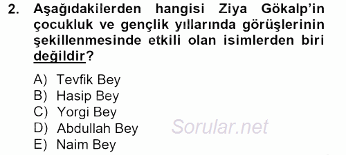 Türk Sosyologları 2012 - 2013 Ara Sınavı 2.Soru