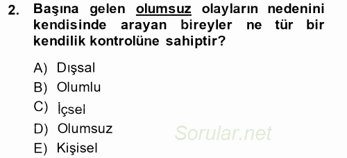 Örgütsel Davranış 2014 - 2015 Dönem Sonu Sınavı 2.Soru