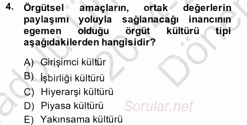 Örgütsel Davranış 2014 - 2015 Dönem Sonu Sınavı 4.Soru