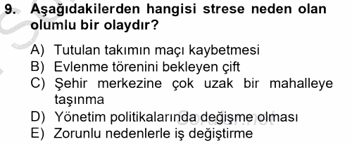 Örgütsel Davranış 2014 - 2015 Dönem Sonu Sınavı 9.Soru