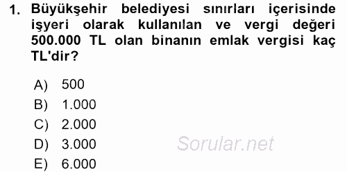 Özel Vergi Hukuku 2 2016 - 2017 3 Ders Sınavı 1.Soru