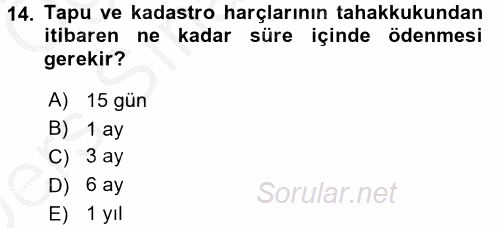 Özel Vergi Hukuku 2 2016 - 2017 3 Ders Sınavı 14.Soru