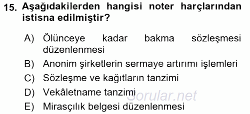 Özel Vergi Hukuku 2 2016 - 2017 3 Ders Sınavı 15.Soru