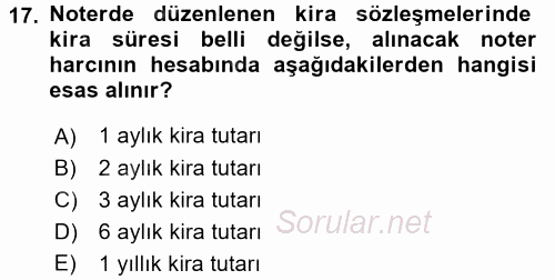 Özel Vergi Hukuku 2 2016 - 2017 3 Ders Sınavı 17.Soru