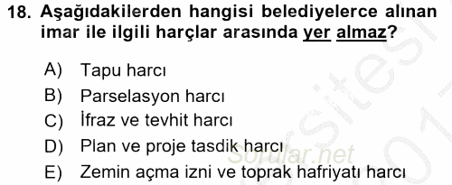 Özel Vergi Hukuku 2 2016 - 2017 3 Ders Sınavı 18.Soru