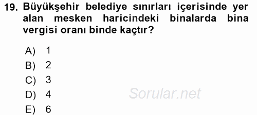 Özel Vergi Hukuku 2 2016 - 2017 3 Ders Sınavı 19.Soru