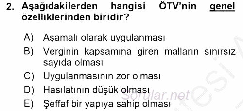 Özel Vergi Hukuku 2 2016 - 2017 3 Ders Sınavı 2.Soru