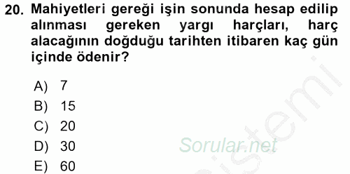 Özel Vergi Hukuku 2 2016 - 2017 3 Ders Sınavı 20.Soru