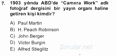 Fotoğraf Kültürü 2013 - 2014 Dönem Sonu Sınavı 7.Soru