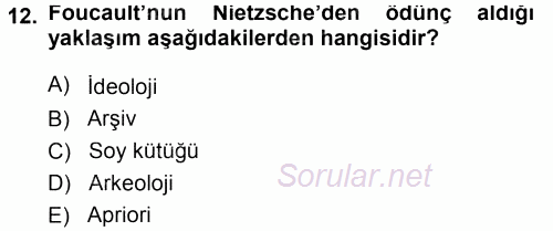 Çağdaş Sosyoloji Kuramları 2014 - 2015 Tek Ders Sınavı 12.Soru