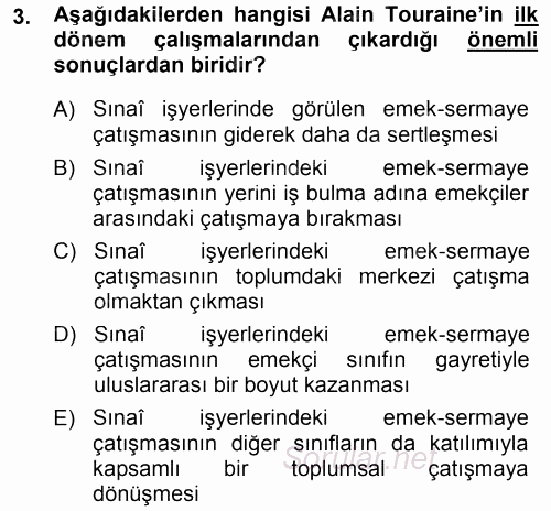 Çağdaş Sosyoloji Kuramları 2014 - 2015 Tek Ders Sınavı 3.Soru