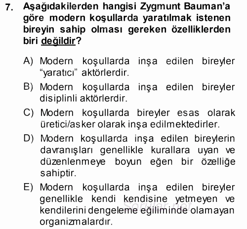 Çağdaş Sosyoloji Kuramları 2014 - 2015 Tek Ders Sınavı 7.Soru