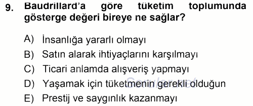 Çağdaş Sosyoloji Kuramları 2014 - 2015 Tek Ders Sınavı 9.Soru