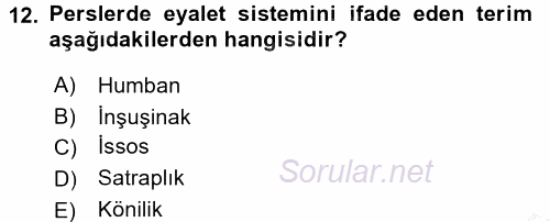 Uygarlık Tarihi 1 2015 - 2016 Dönem Sonu Sınavı 12.Soru