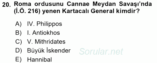 Uygarlık Tarihi 1 2015 - 2016 Dönem Sonu Sınavı 20.Soru