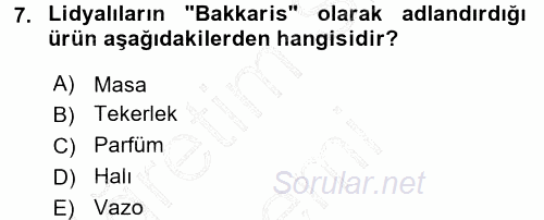 Uygarlık Tarihi 1 2015 - 2016 Dönem Sonu Sınavı 7.Soru