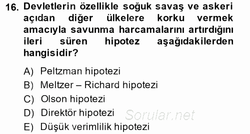 Kamu Ekonomisi 1 2014 - 2015 Ara Sınavı 16.Soru