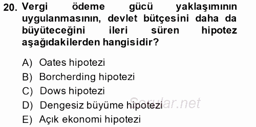 Kamu Ekonomisi 1 2014 - 2015 Ara Sınavı 20.Soru