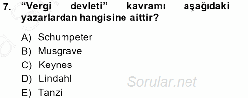 Kamu Ekonomisi 1 2014 - 2015 Ara Sınavı 7.Soru