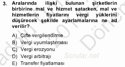 Vergi Teorisi 2014 - 2015 Dönem Sonu Sınavı 3.Soru